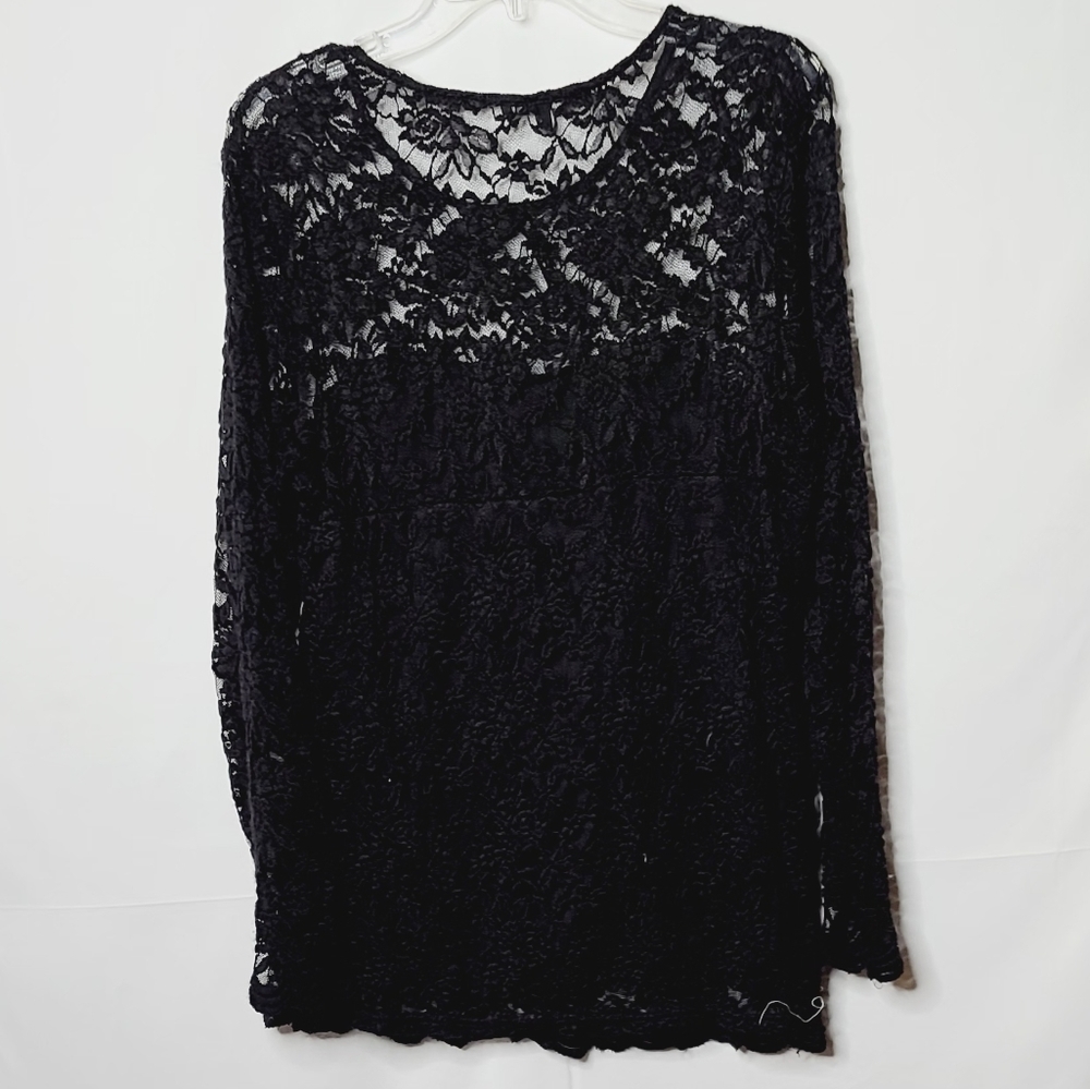 NWT Miss Lili lace long sleeve scoop neck blouse - Picture 6 of 7